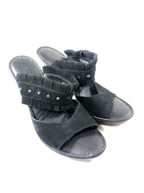 Born Suede Leather Fringe platform Heel BOHO SIZE 8 Born Suede Leather Fringe